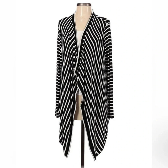 BCBGMAXAZRIA Striped Angela Long Sleeve Open Front Drape Cardigan Size XXS - Picture 1 of 2